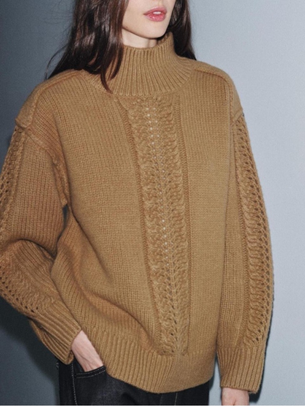 Zara 100% Wool Camel Knit Sweater